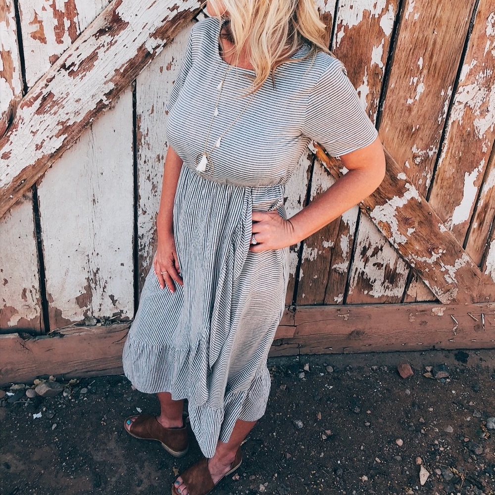 Adorable striped farmhouse summer dress